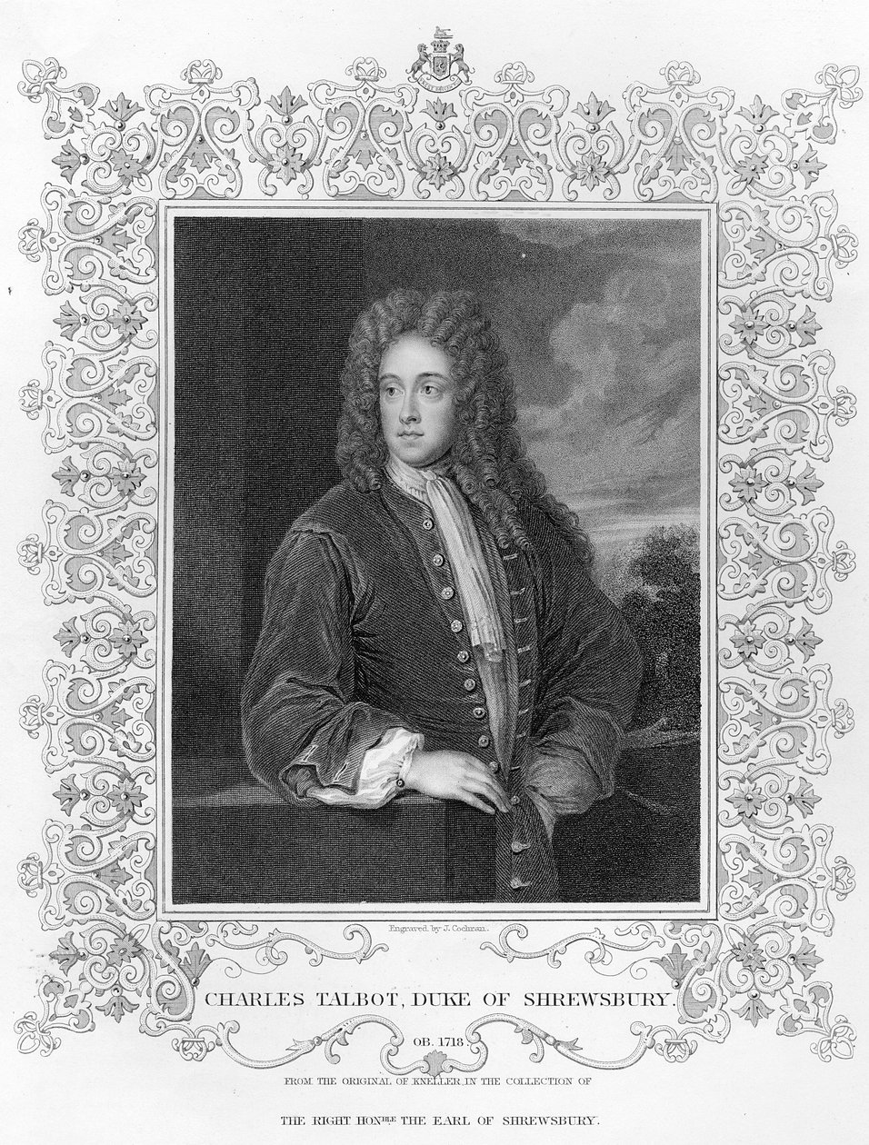 Charles Talbot, Shrewsburyn herttua, kaiverrus J. Cochran tekijältä Godfrey Kneller
