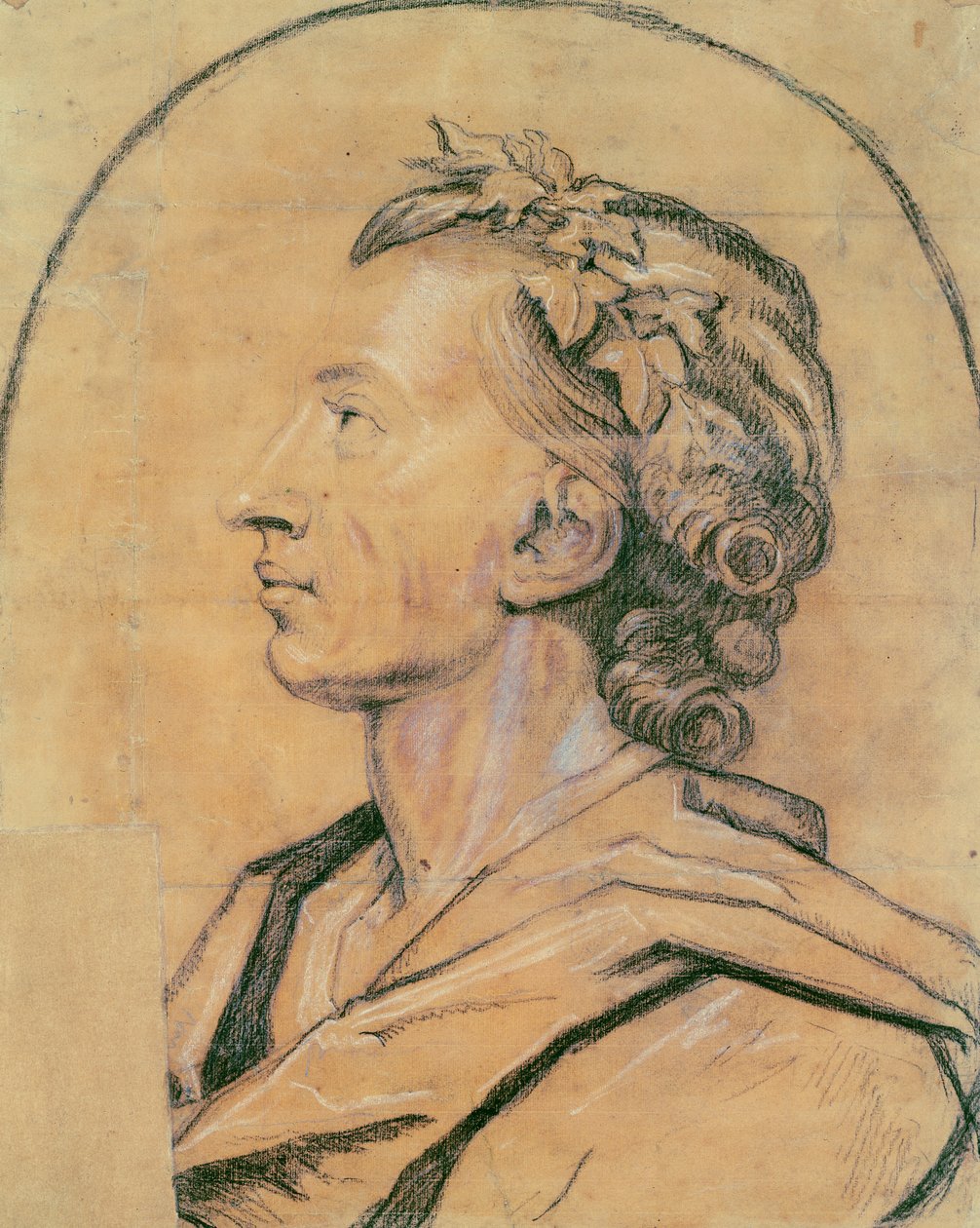 Alexander Popen muotokuva (hiili ja valkoinen liitu paperille) tekijältä Godfrey Kneller
