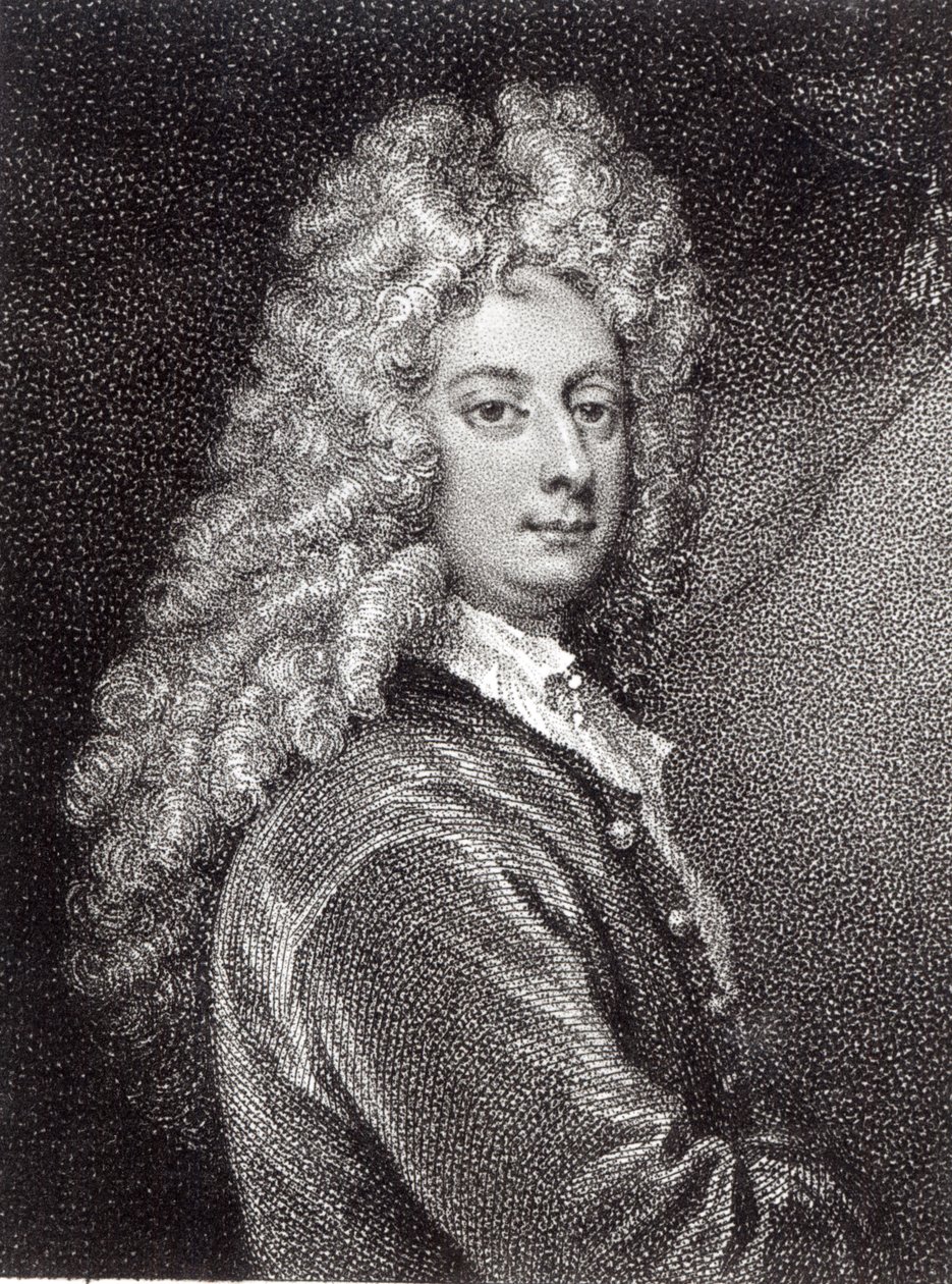 William Congreve (1670-1729), kaiverrus P.W.Tomkins tekijältä Godfrey Kneller