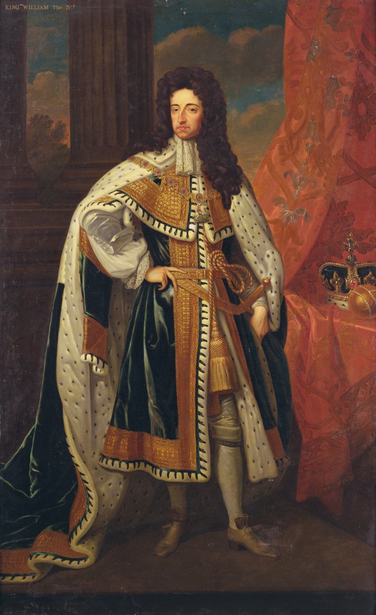 Kuningas William valtion kaapuissa, n. 1690 (öljy kankaalle) tekijältä Godfrey (after) Kneller