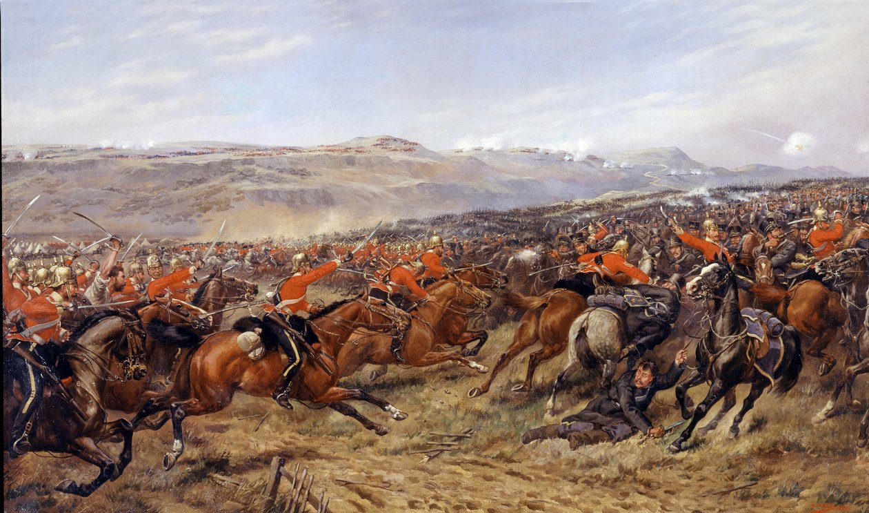 Raskaan prikaatin hyökkäys Balaclavan taistelussa 25. lokakuuta 1854 1897 tekijältä Godfrey Douglas Giles