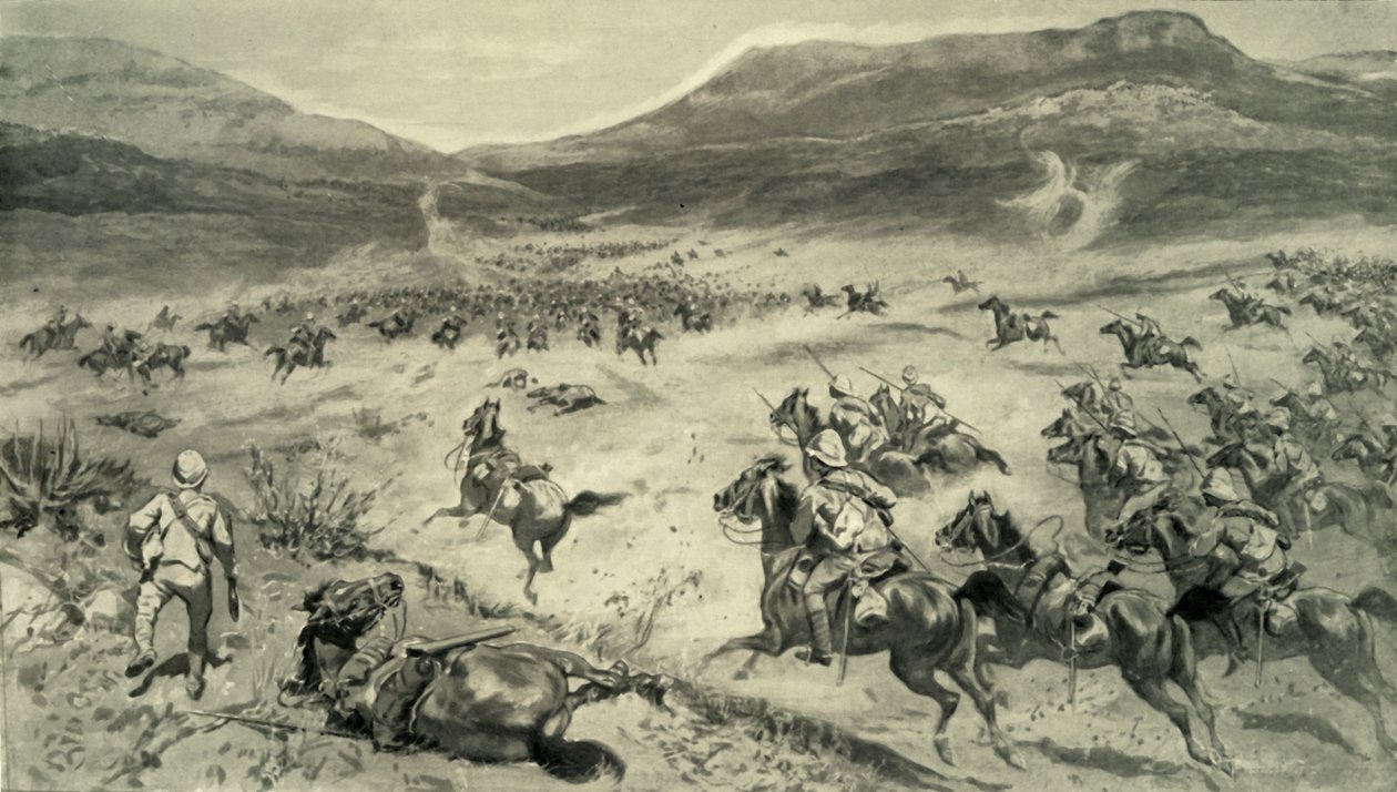 "The Last Stand Made by the Boers Before Kimberley-Charge of British Cavalry", 1900 tekijältä Godfrey Douglas Giles