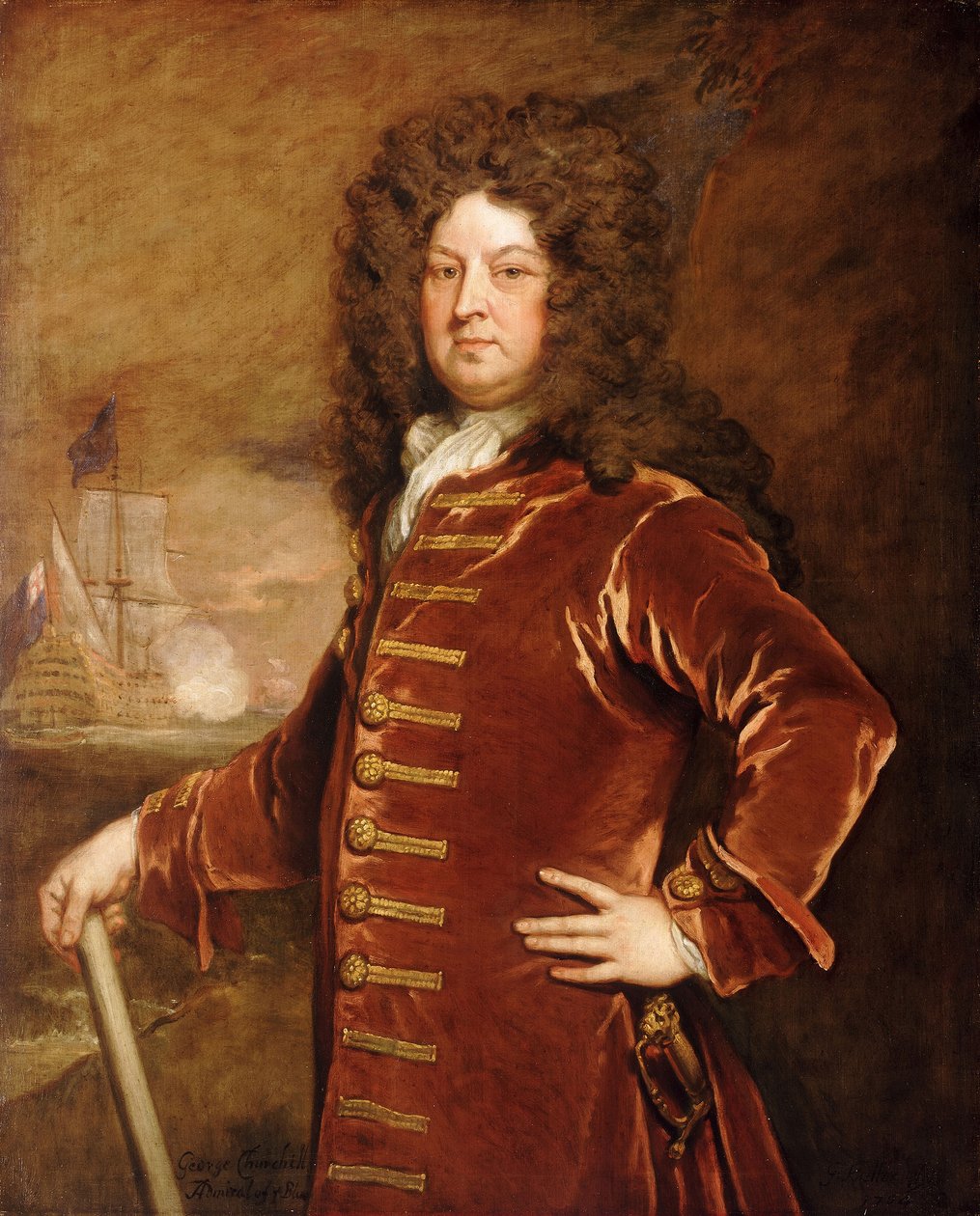 Amiraali George Churchill (1654-1710), 1700-luvun loppu - 1700-luvun alku (öljymaalaus). tekijältä Godfrey Kneller