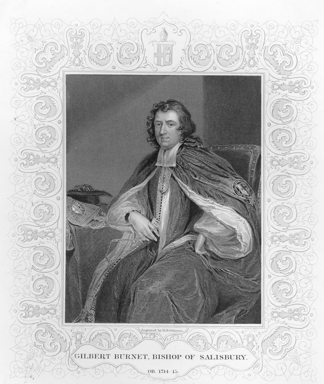 Gilbert Burnet, Salisburyn piispa, kaiverrus H. Robinson tekijältä Godfrey Kneller