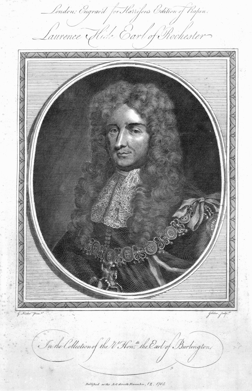 Laurence Hyde, Rochesterin 1. Earl, kaiverrus John Goldar, 1785 tekijältä Godfrey Kneller