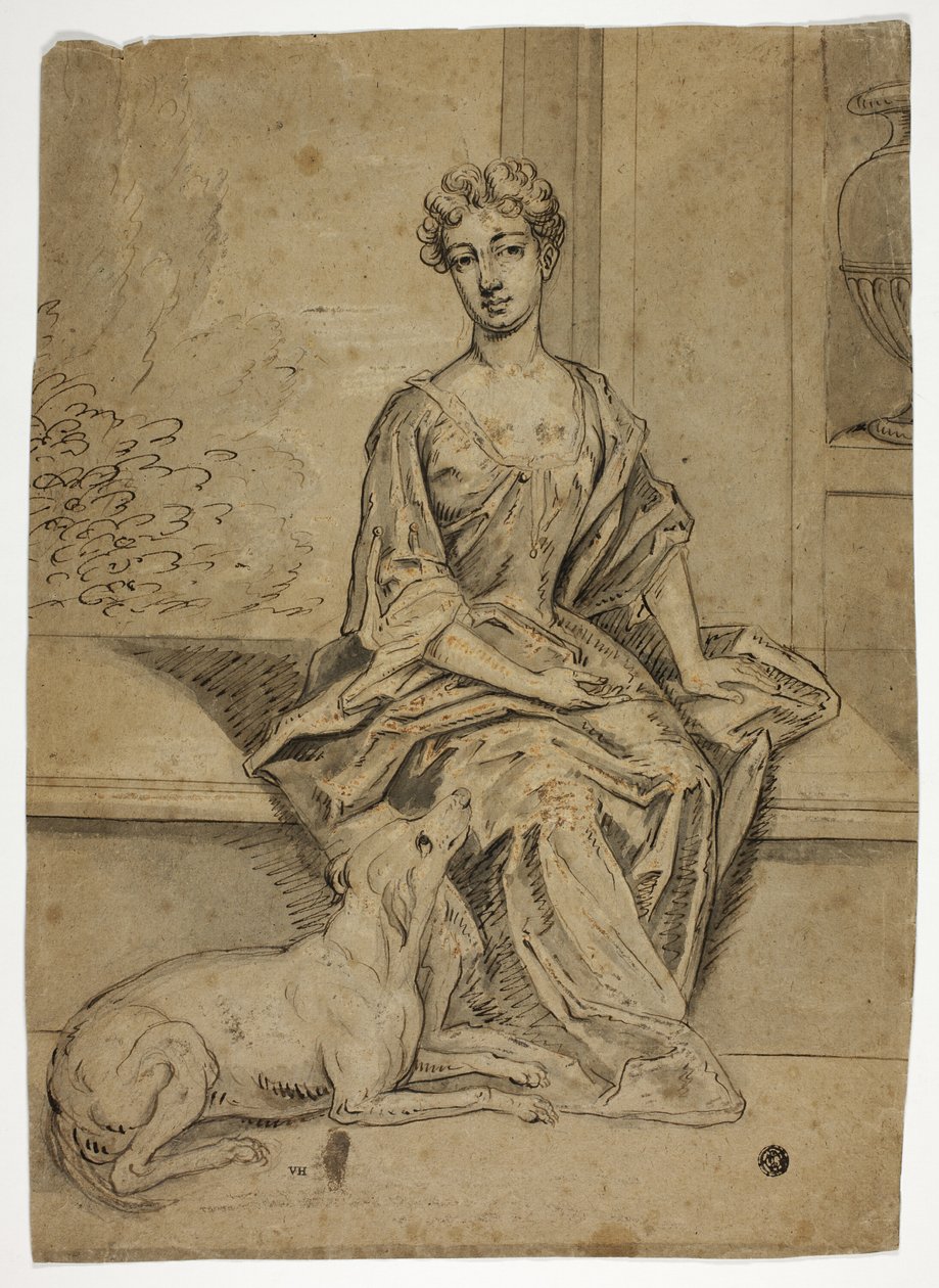 Muotokuva Court Lady kanssa Mastiffi tekijältä Godfrey Kneller
