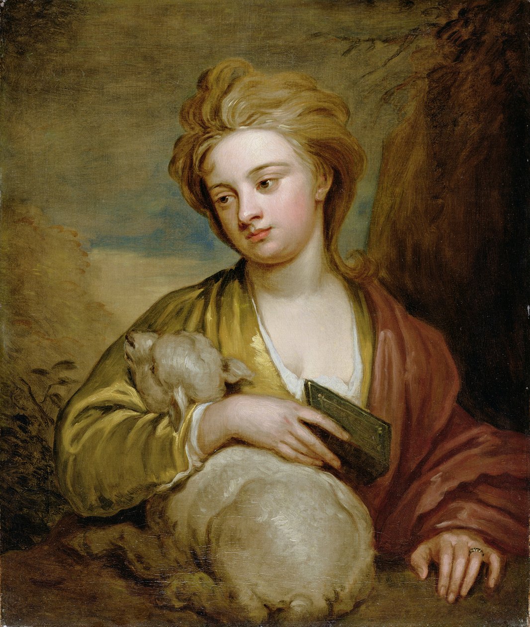 Naisen muotokuva St. Agnesina, perinteisesti Catherine Voss, n. 1705-1710 (öljy kankaalle) tekijältä Godfrey Kneller
