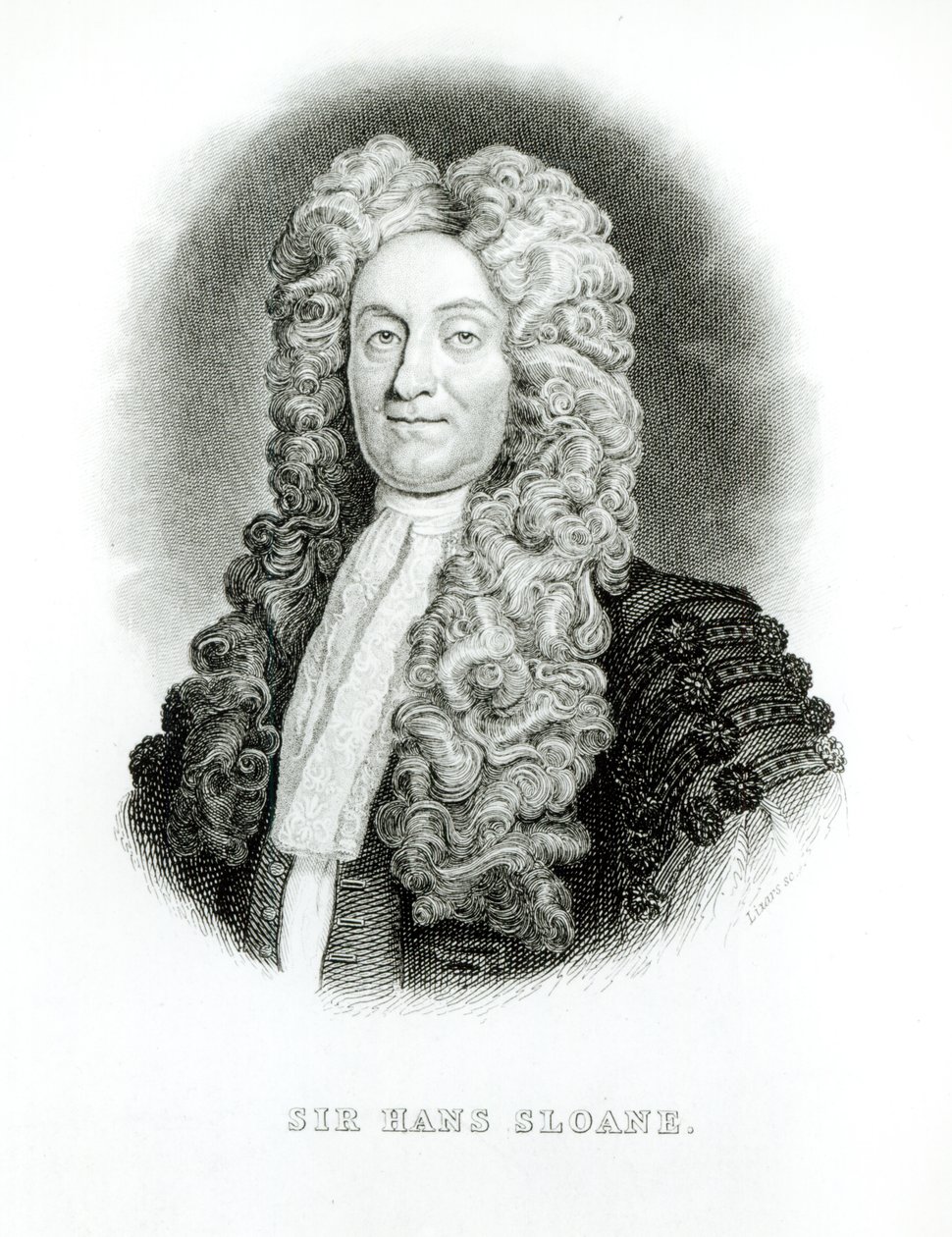 William Home Lizarsin (1788-1859) kaivertama Sir Hans Sloane (1660-1753) Sloanen muistelmaa varten Jardinen luonnontieteilijöiden kirjastossa, n. 1833-45 tekijältä Godfrey Kneller