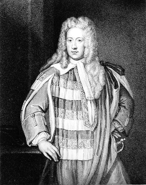 Henry St. Johnin (1678-1751) 1. varakreivi Bolingroken muotokuva, kaiverrus W.T. Fry tekijältä Godfrey after Kneller