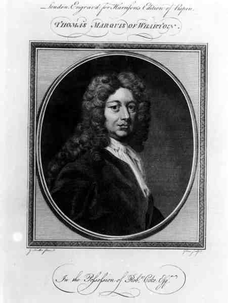 Thomas Whartonin, Whartonin ensimmäisen markiisin (1648-1715) muotokuva, kaivertanut John Goldar (1729-95) tekijältä Godfrey after Kneller