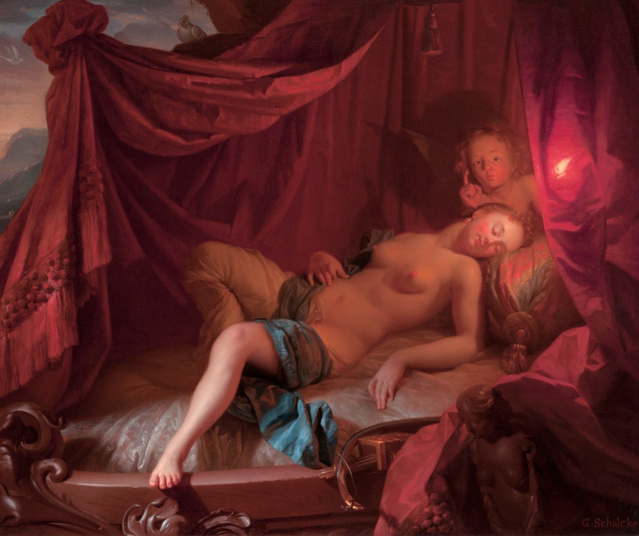 Nukkuva Venus ja Amor tekijältä Godfried Schalcken