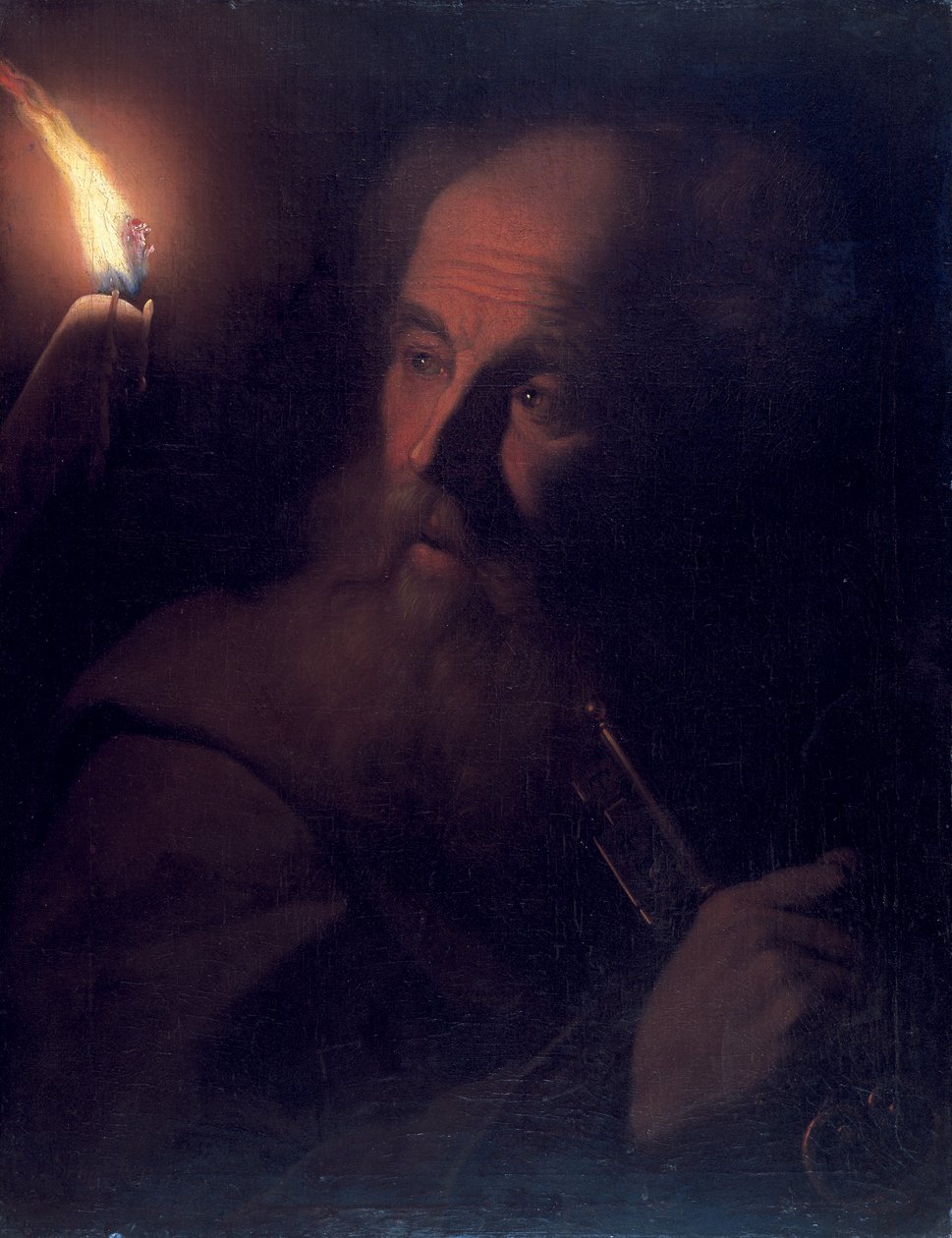 Pyhä Pietari kynttilänvalossa, n. 1700-06 tekijältä Godfried Schalcken