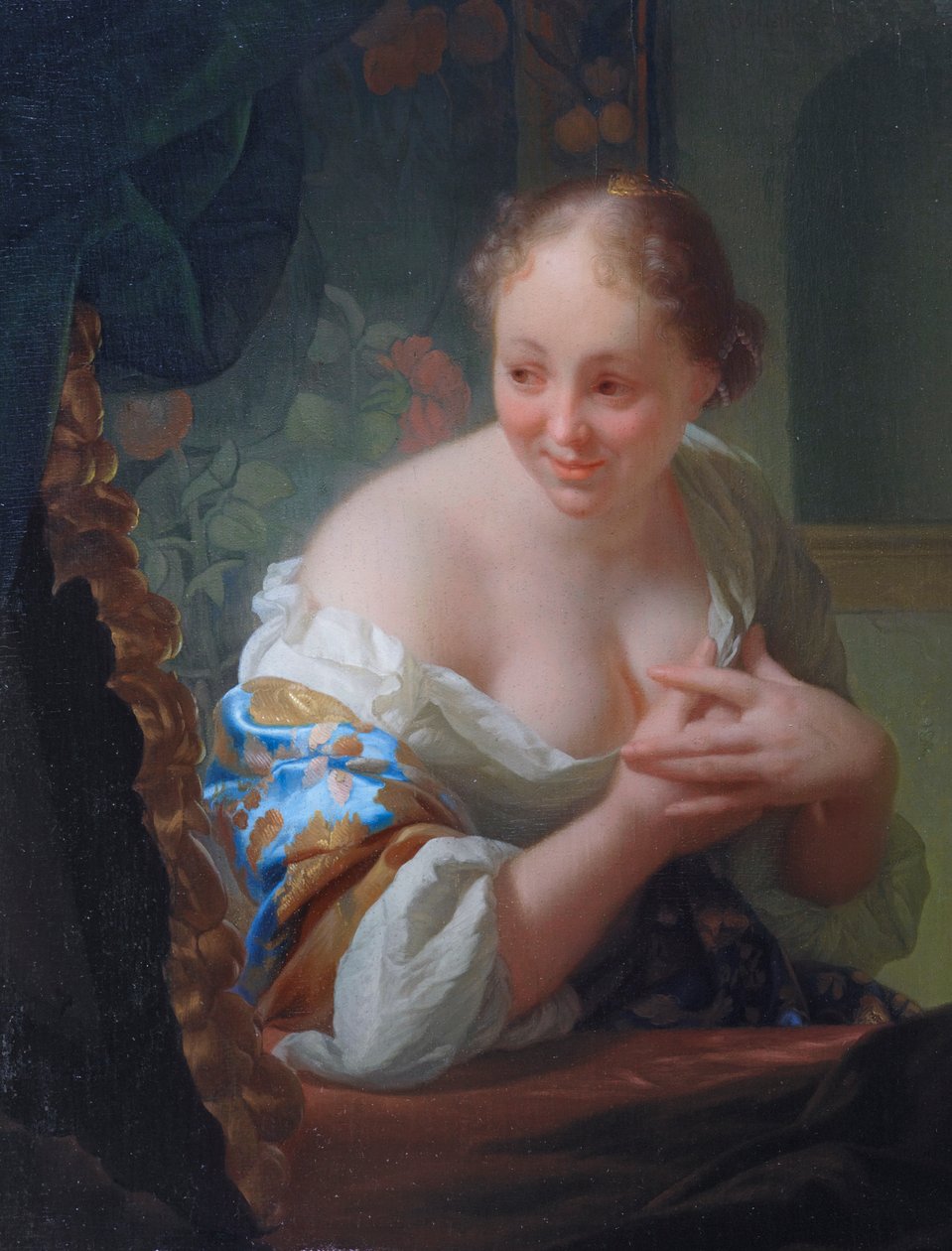 Nuori nainen peilin edessä tekijältä Godfried Schalcken