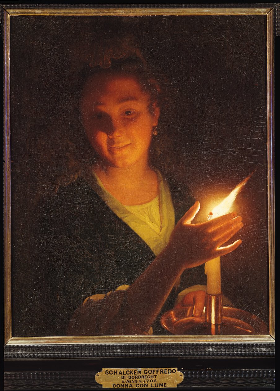 Nainen kynttilän kanssa tekijältä Godfried Schalcken