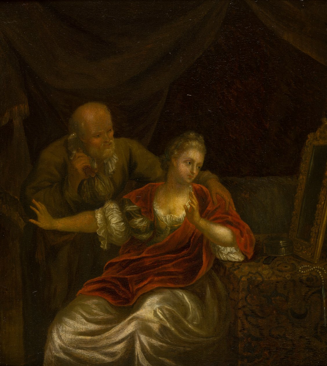 Tarjous hylätty, n. 1663-1706 (öljy kankaalle) tekijältä Godfried (after) Schalken or Schalcken
