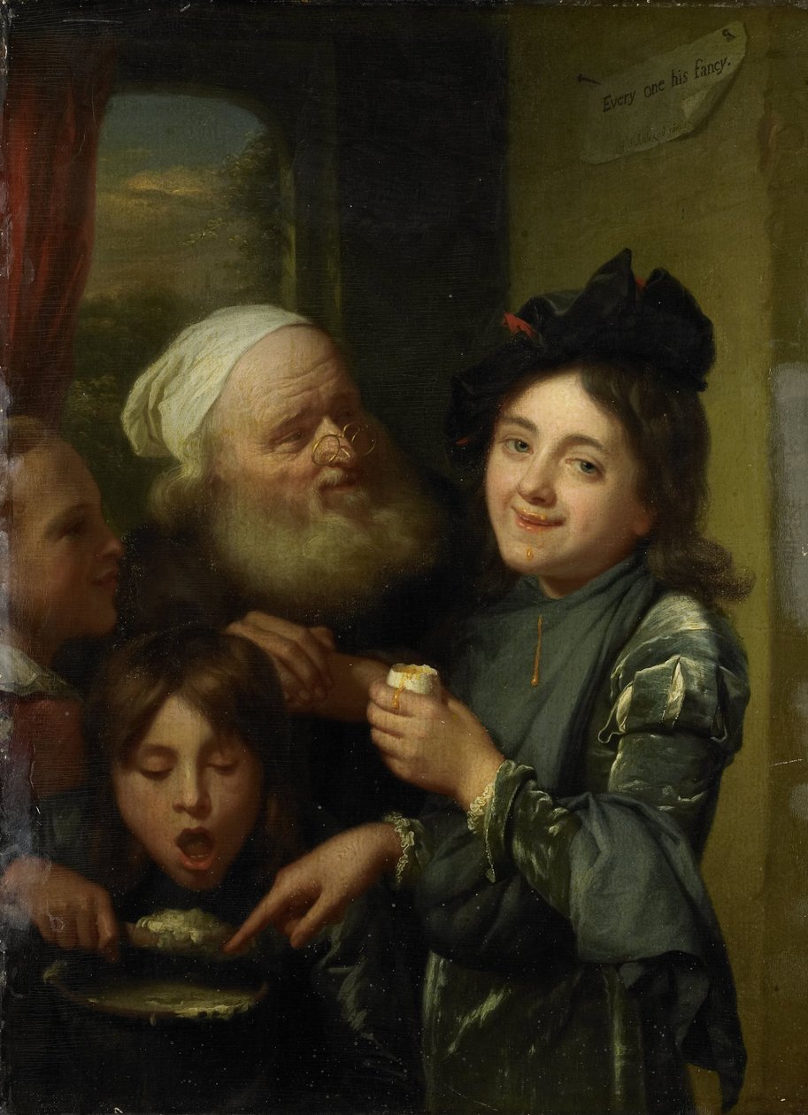 "Jokainen oman mielensä mukaan" tekijältä Godfried Schalcken