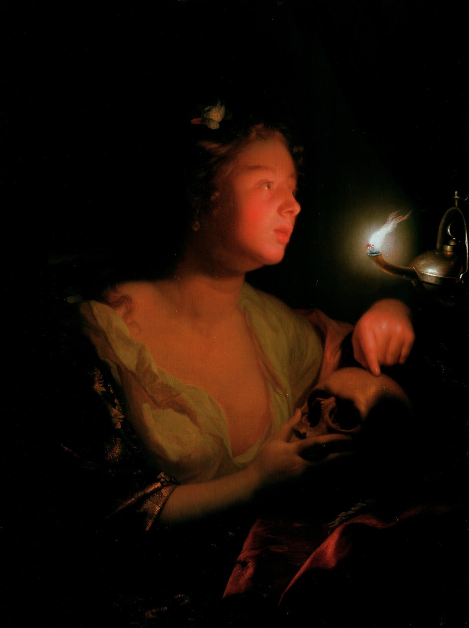 Maria Magdalena Grieving (öljy tammipaneelissa) tekijältä Godfried Schalcken