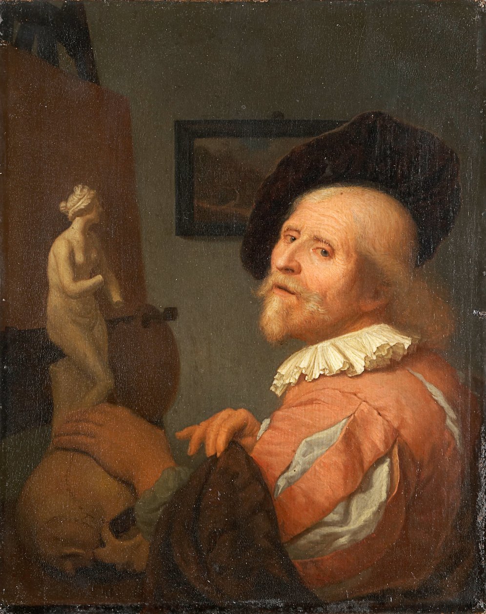 Taiteilijan muotokuva hänen ateljeessaan tekijältä Godfried Schalcken