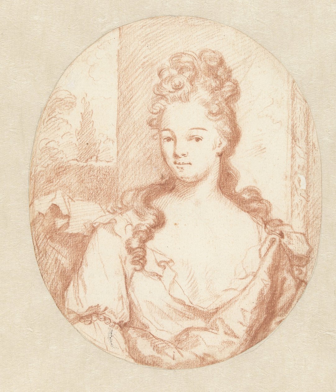 Tuntemattoman nuoren naisen muotokuva, soikea tekijältä Godfried Schalcken