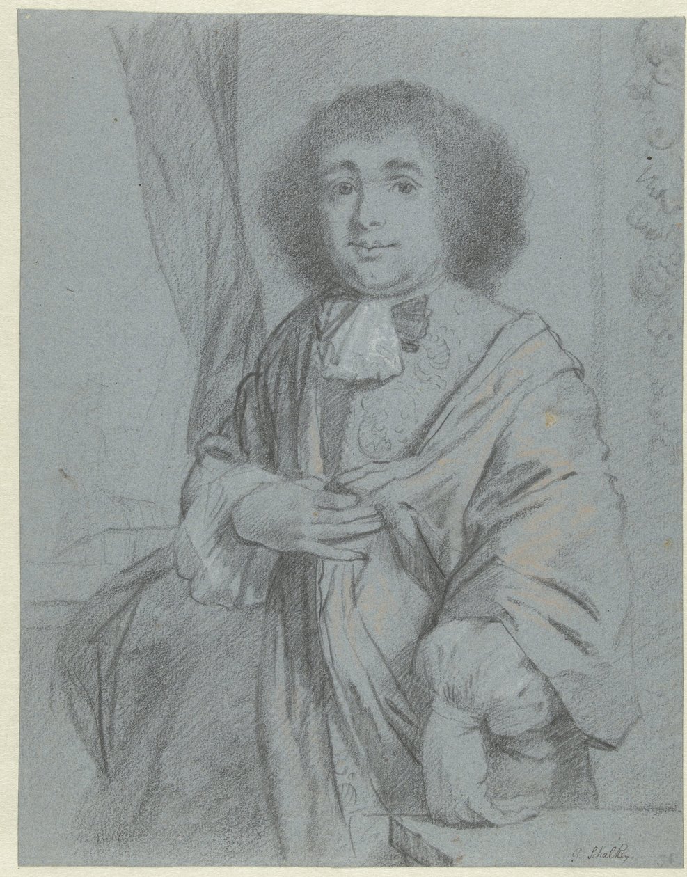 Pysyvän herrasmiehen muotokuva Caspar Netscherin taidekirja tai opiskelualbumi (sarjan nimi) tekijältä Godfried Schalcken