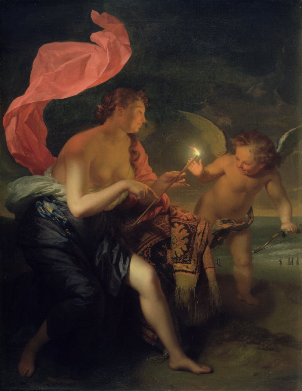 Venus antaa palavan nuolen Cupidolle tekijältä Godfried Schalcken