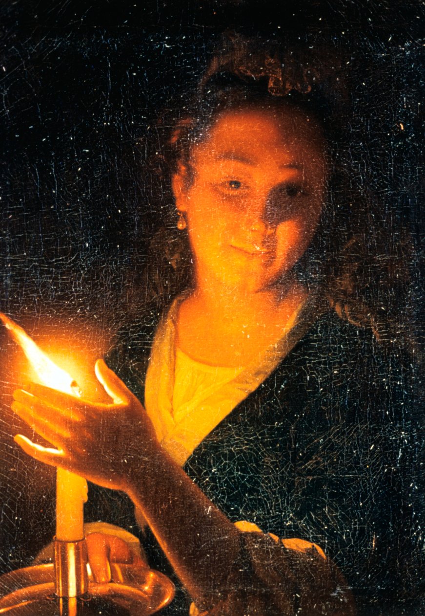 Nainen kynttilän kanssa, 1660-luvun loppu tekijältä Godfried Schalcken