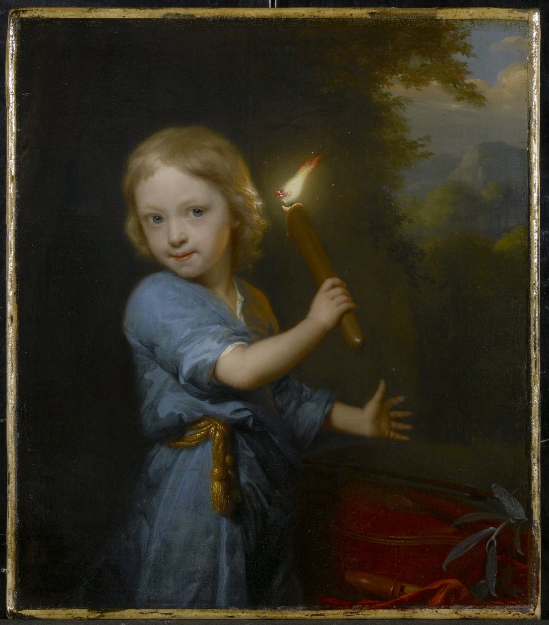 Poika pitelee taskulamppua, 1692 tekijältä Godfried Schalcken
