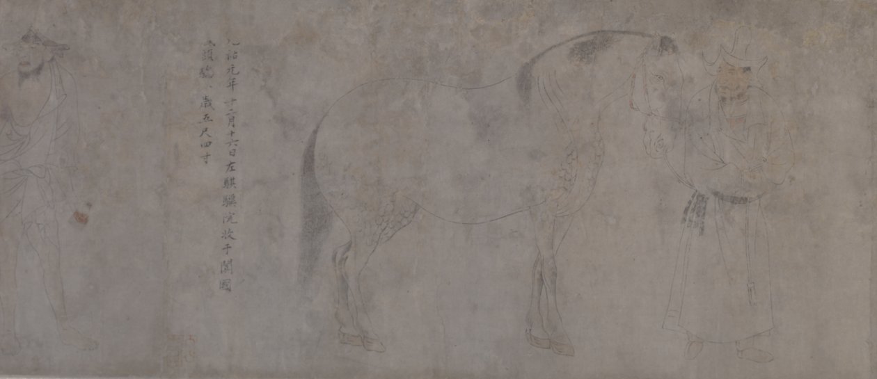 Yksityiskohta Five Tribute Horses -hevosesta (muste ja väri paperille) tekijältä Gonglin Li