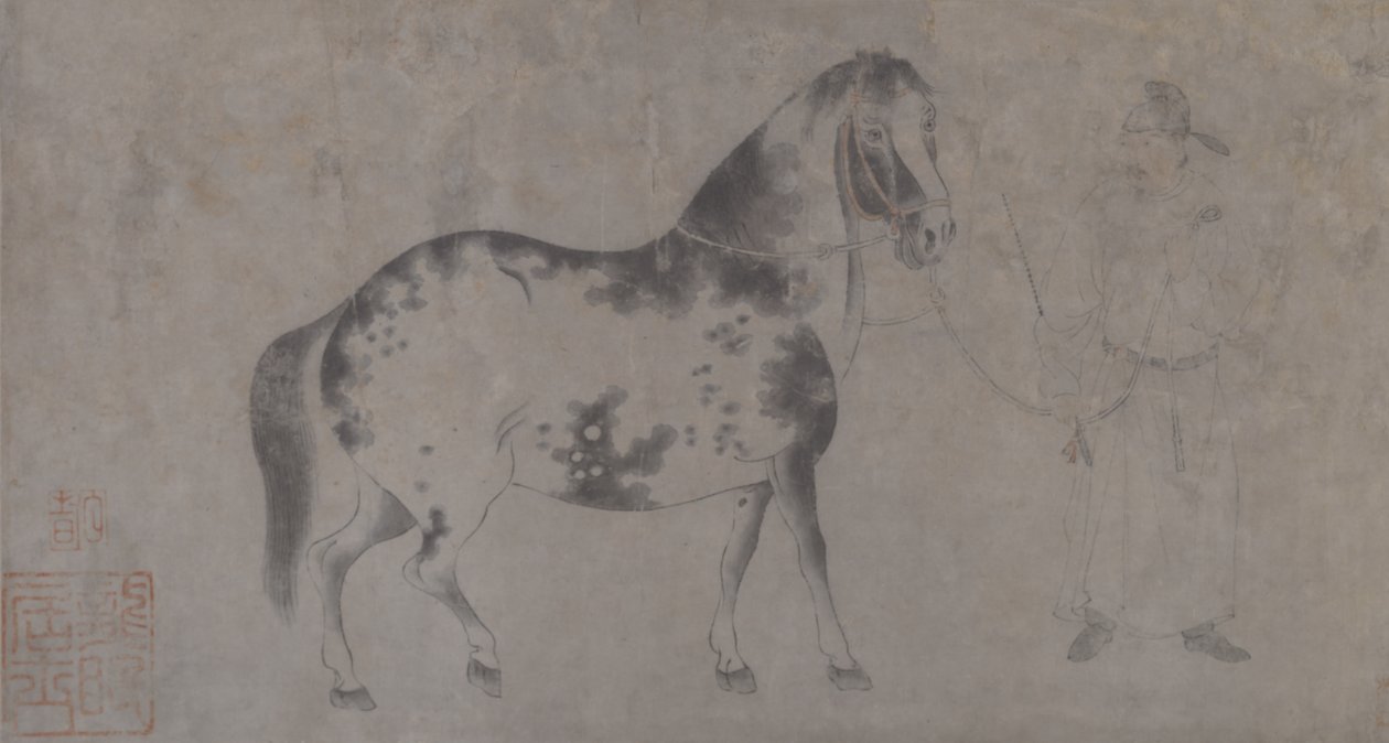 Yksityiskohta Five Tribute Horsesta (muste ja väri paperille) tekijältä Gonglin Li
