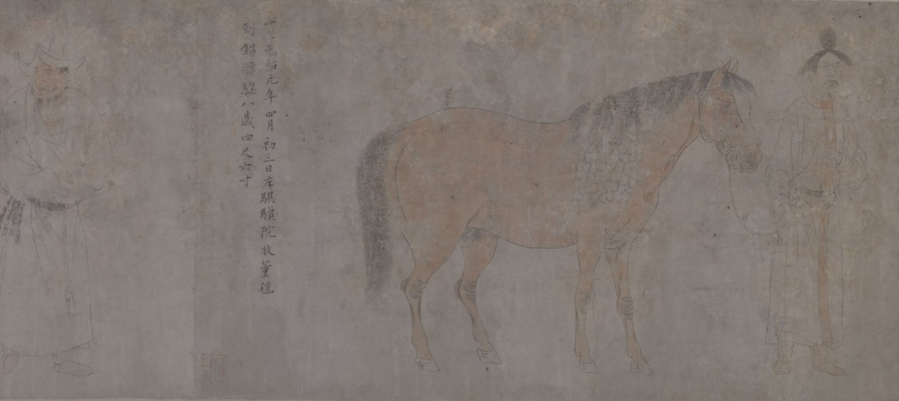 Yksityiskohta Five Tribute Horses -hevosesta (muste ja väri paperille) tekijältä Gonglin Li