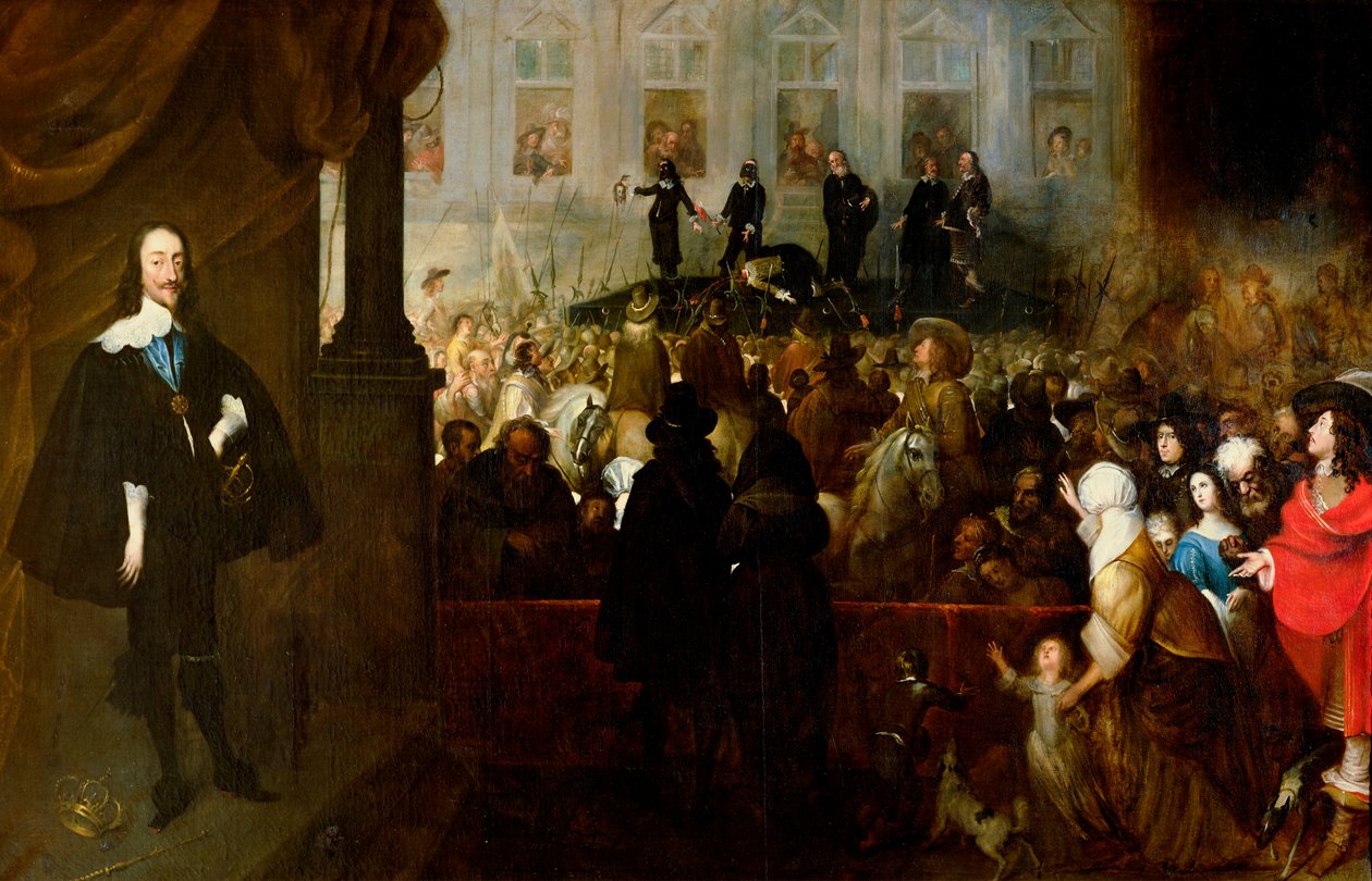 Kaarle I:n (1600-49) teloitus Whitehallissa 30. tammikuuta 1649 tekijältä Gonzales Coques