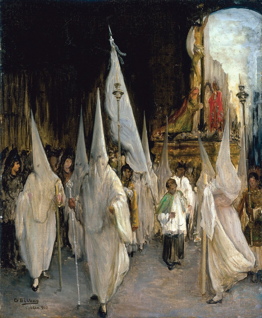 Seitsemän sanan kulkue - Bilbao Martinez, Gonzalo (1860-1938) - 1902 - Öljy kankaalle - 54x45 - Museo Carmen Thyssen, Malaga tekijältä Gonzalo Bilbao Martinez