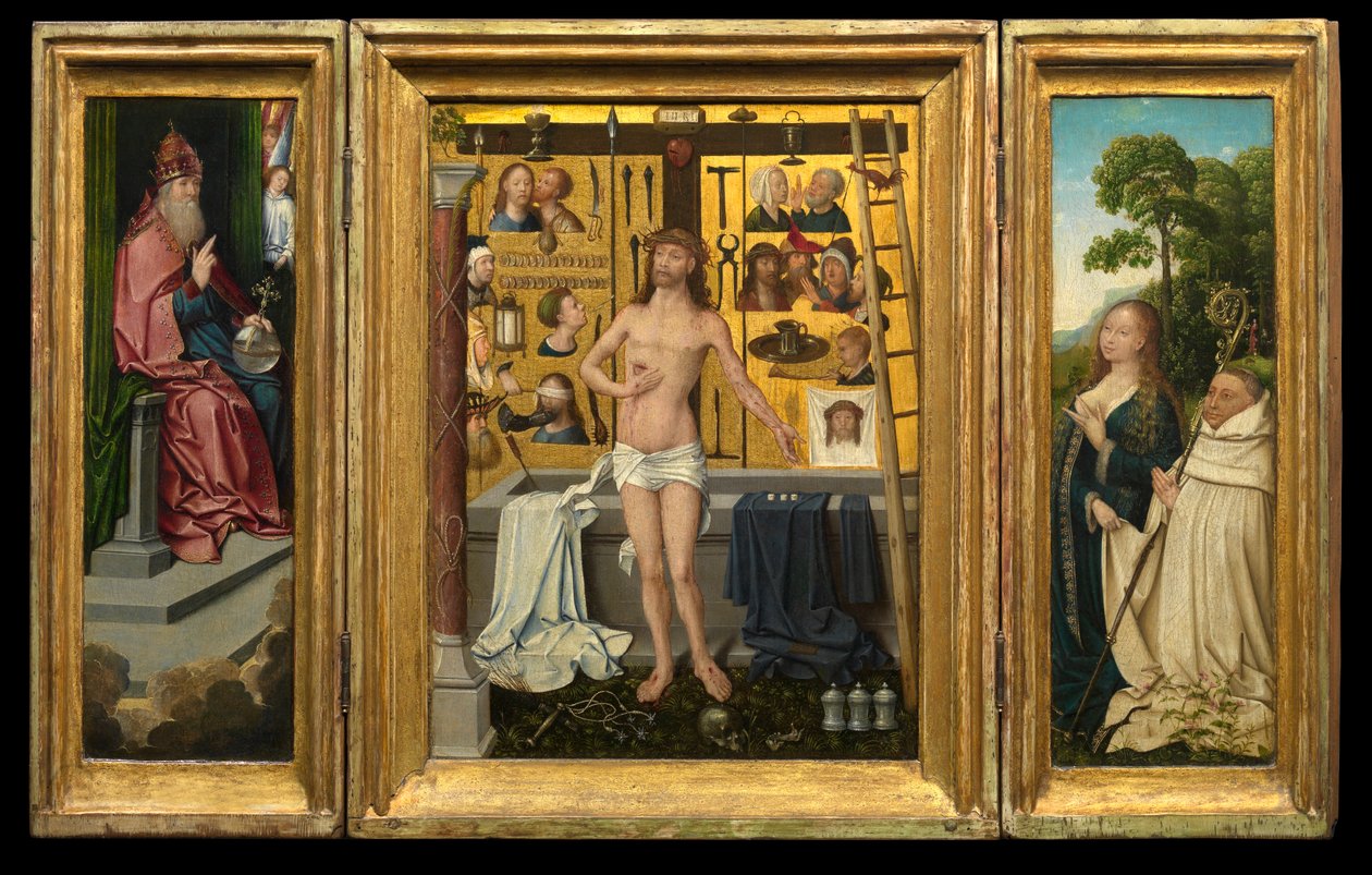 Antonius Tsgrootenin triptyykki (öljy levylle) tekijältä Goossen van der (1465 c.1538) Weyden