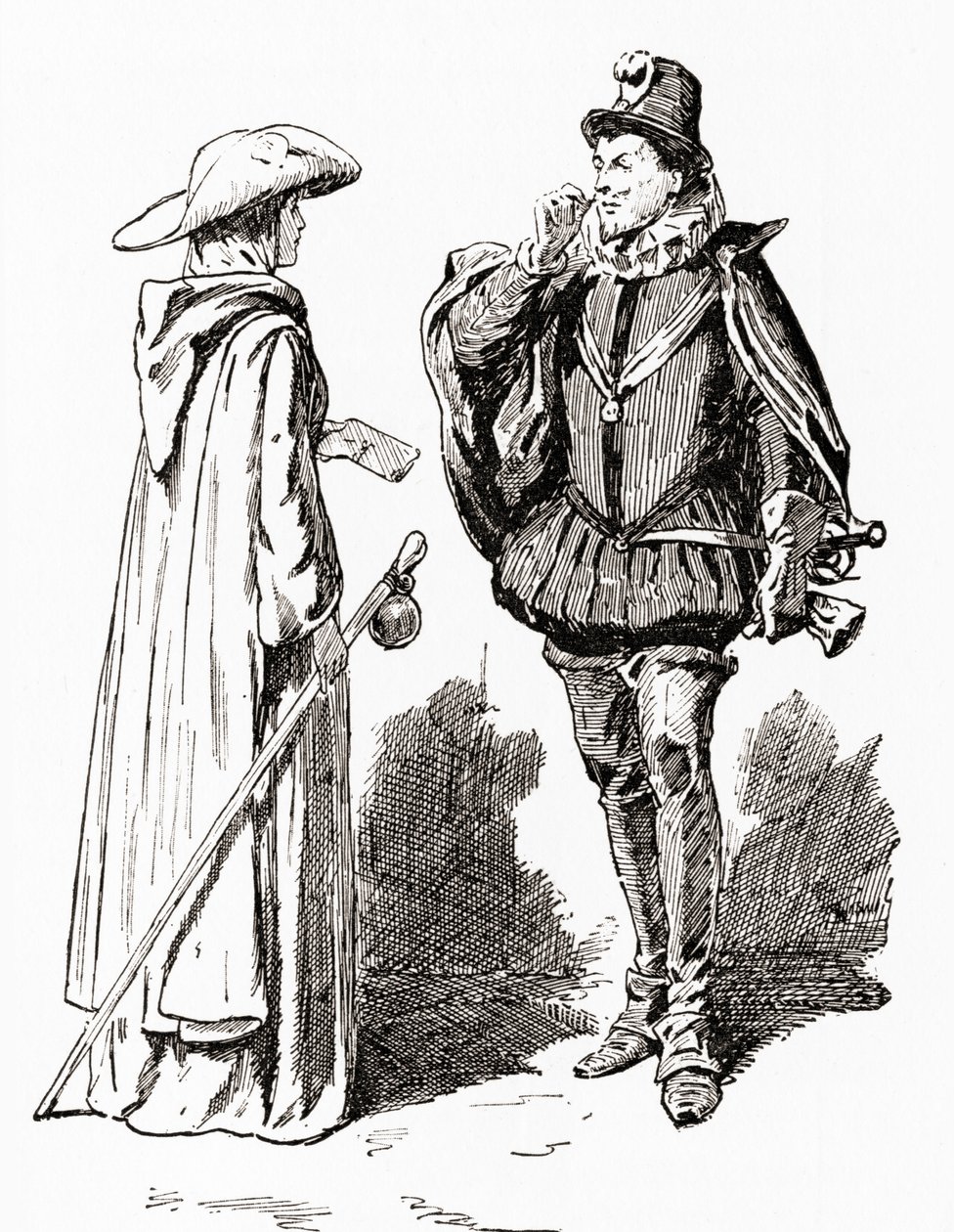 Kohtaus William Shakespearen näytelmästä Kaikki hyvin, joka päättyy hyvin, V näytös, kohtaus 1, Helena: Että on mieli antaa tämä köyhä vetoomus kuninkaalle, William Shakespearen teoksista, julkaistu tekijältä Gordon Frederick Browne