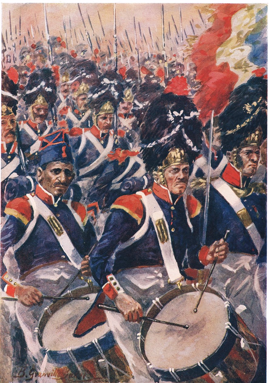 Ranskalaisten eteneminen Barrosassa, kuvitus teoksesta "British Battles on Land and Sea", julkaisija Cassell, Lontoo, n. 1910 tekijältä Gordon Frederick Browne