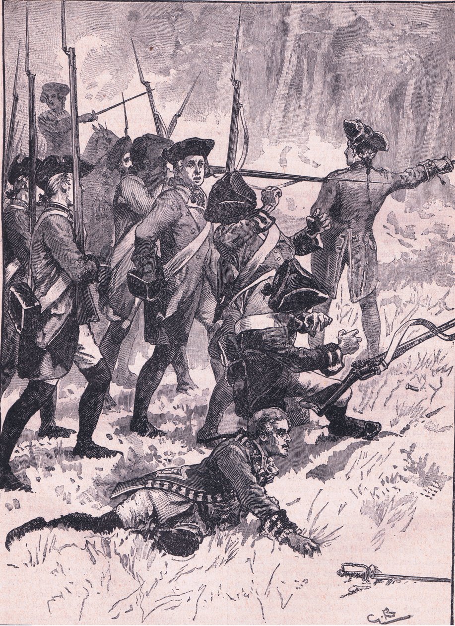 Kenraali Braddockin tappio intiaanien väijytyksessä AD 1755. tekijältä Gordon Frederick Browne