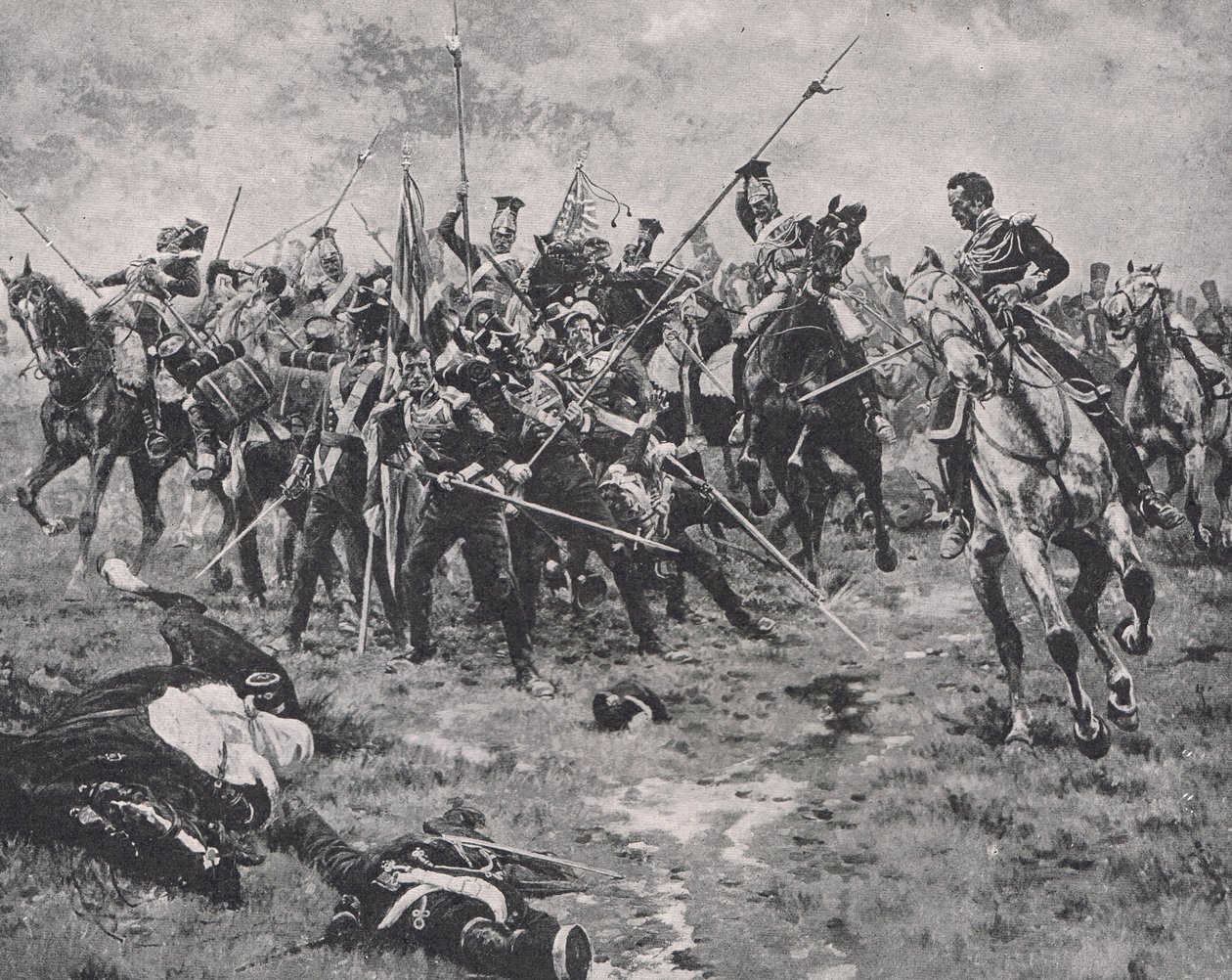 The Flag, Albuera, 16. toukokuuta 1811, kuva julkaisusta "British Battles on Land and Sea", julkaisija Cassell, Lontoo, n. 1910 tekijältä Gordon Frederick Browne