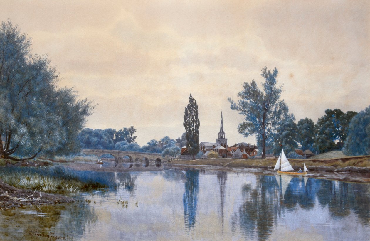 Wallingford Thames-joelta (akvarelli) tekijältä Gordon Fraser
