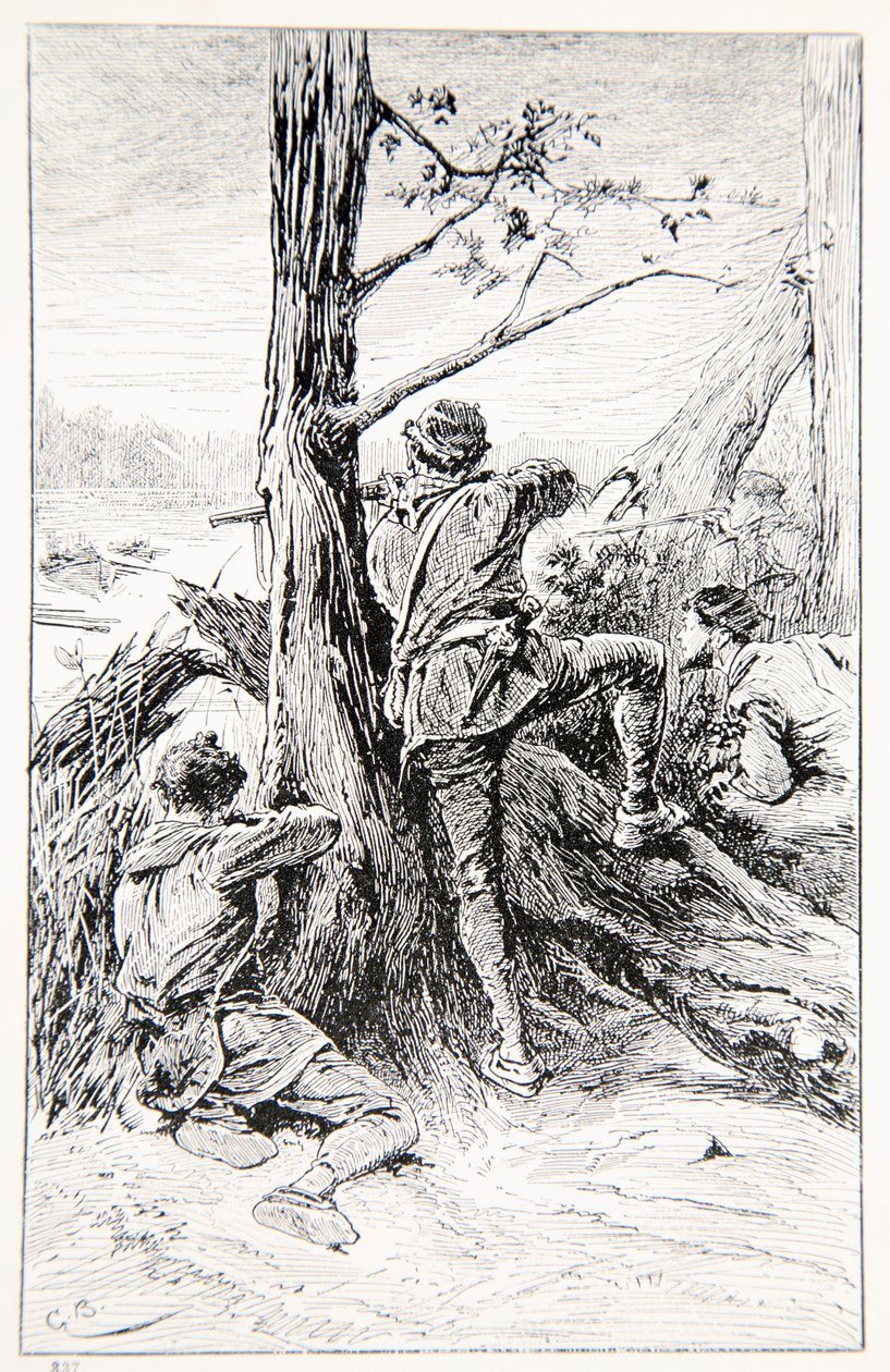 Kuvitus teoksesta "With Wolfe in Canada, or Winning of a Continent", kirjoittanut G.A. Henty, pubi. Blackie and Son Ltd., 1887 tekijältä Gordon Frederick Browne
