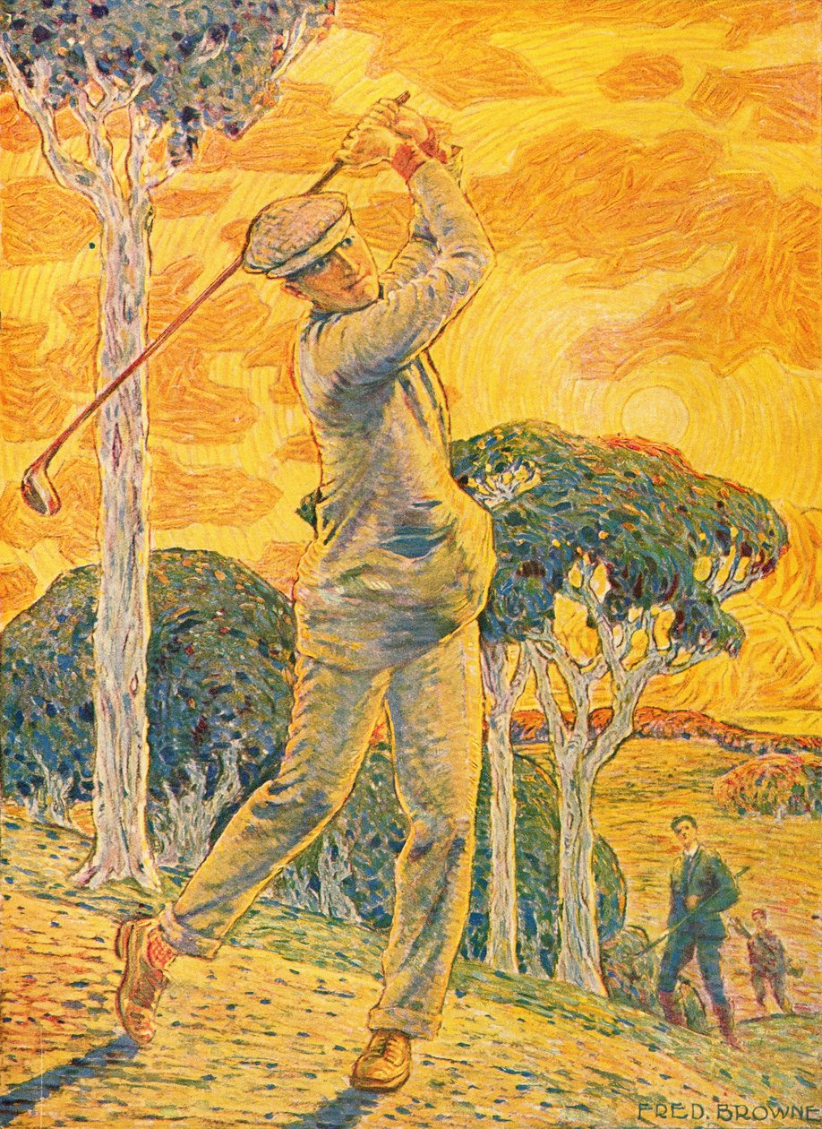 Golf, kansikuva Vie au Grand Airille, 15. syyskuuta 1919 (värikaiverrus) tekijältä Gordon Frederick Browne