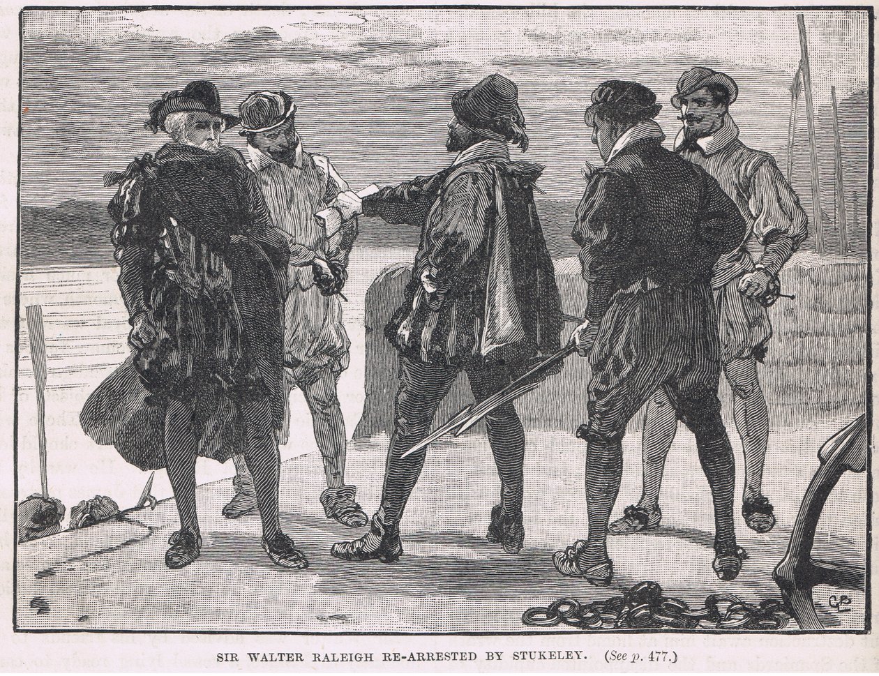 Stukeley pidätti Sir Walter Raleighin uudelleen vuonna 1618 tekijältä Gordon Frederick Browne