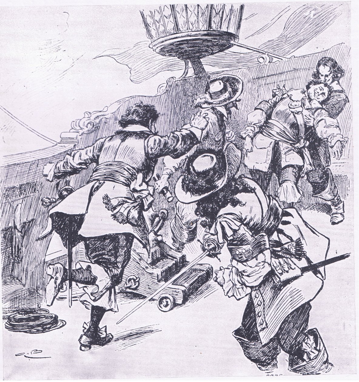 Von Trompin kuolema 31. heinäkuuta 1653, kuva brittiläisistä taisteluista maalla ja merellä, 1915 tekijältä Gordon Frederick Browne