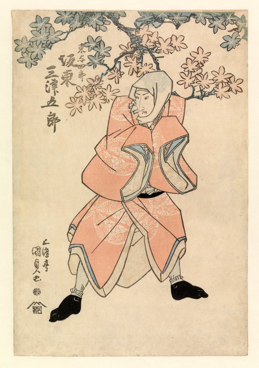 Näyttelijä Bando Mitsugoro III, osassa Tokoshiro tai mahdollisesti Dojishiro, n. 1808-25 (värillinen puupiirros) tekijältä Gototei Kunisada