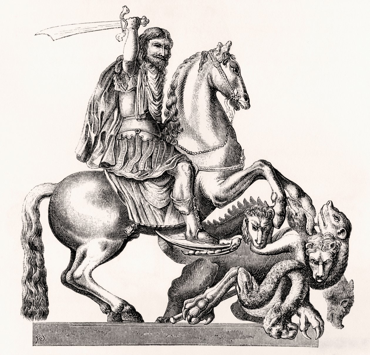 Englannin kuningas Kaarle II esitettiin nimellä St George Slaying the Dragon, 1855 tekijältä Gottfried Leigeber