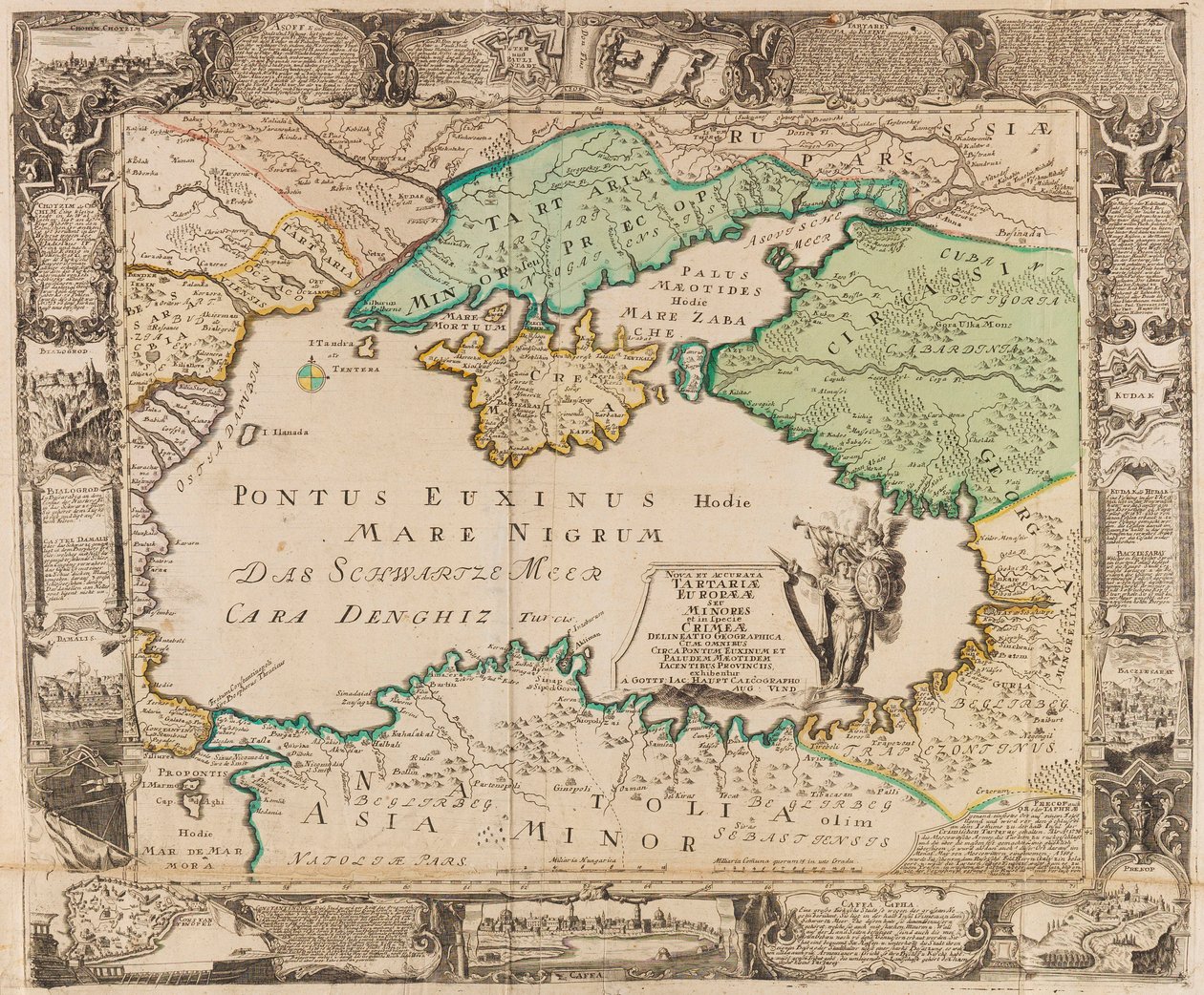 Mustanmeren ja Krimin kartta, n. 1740. tekijältä Gottfried Jacob Haupt