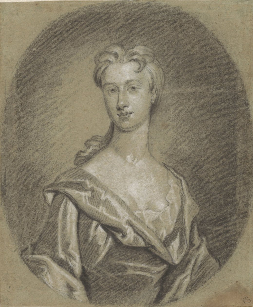 Naisen muotokuva, rintakuva, soikea tekijältä Gottfried Kneller