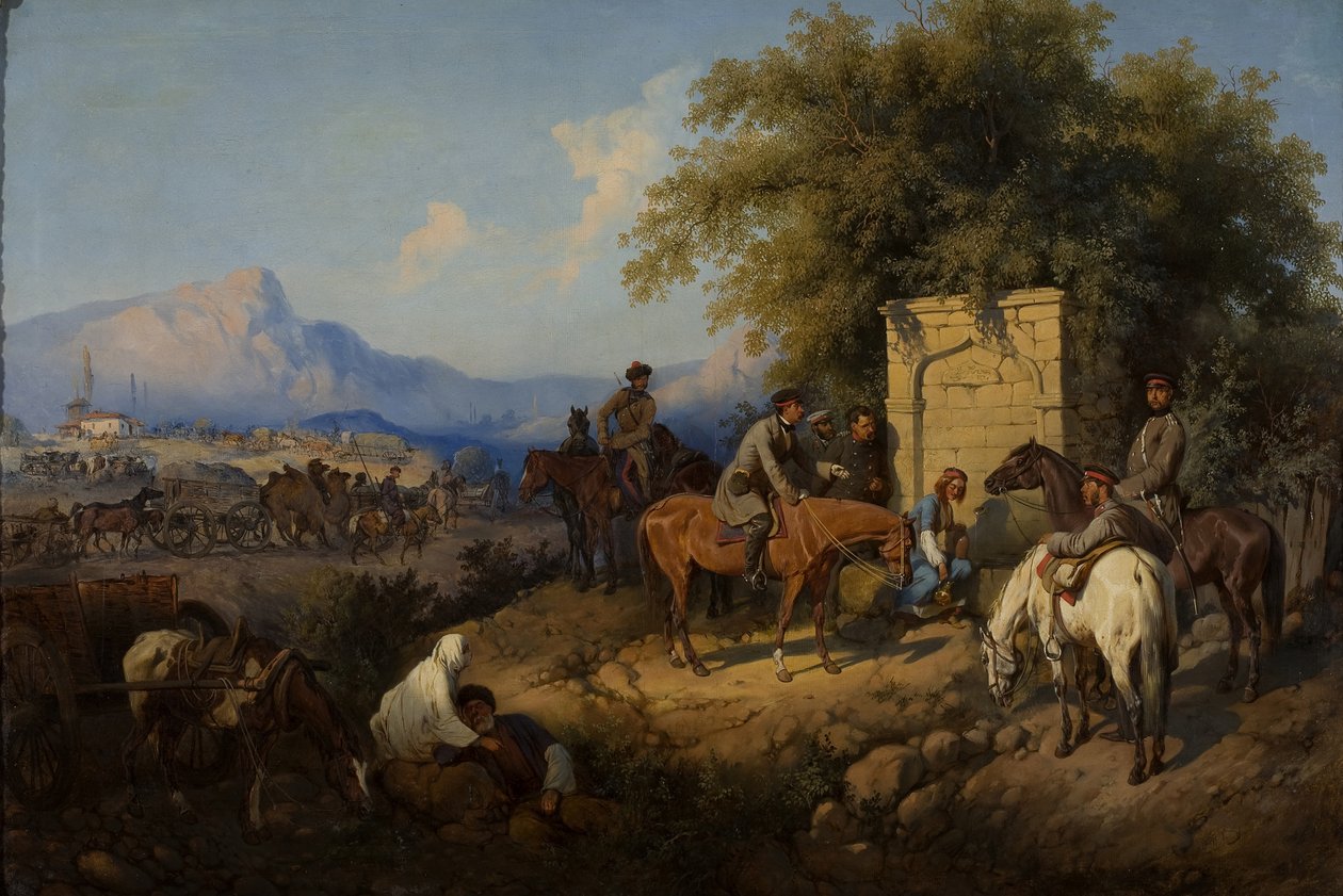 Venäjän joukot ylittävät Kaukasuksen Adjarassa, 1872 tekijältä Gottfried Willewalde