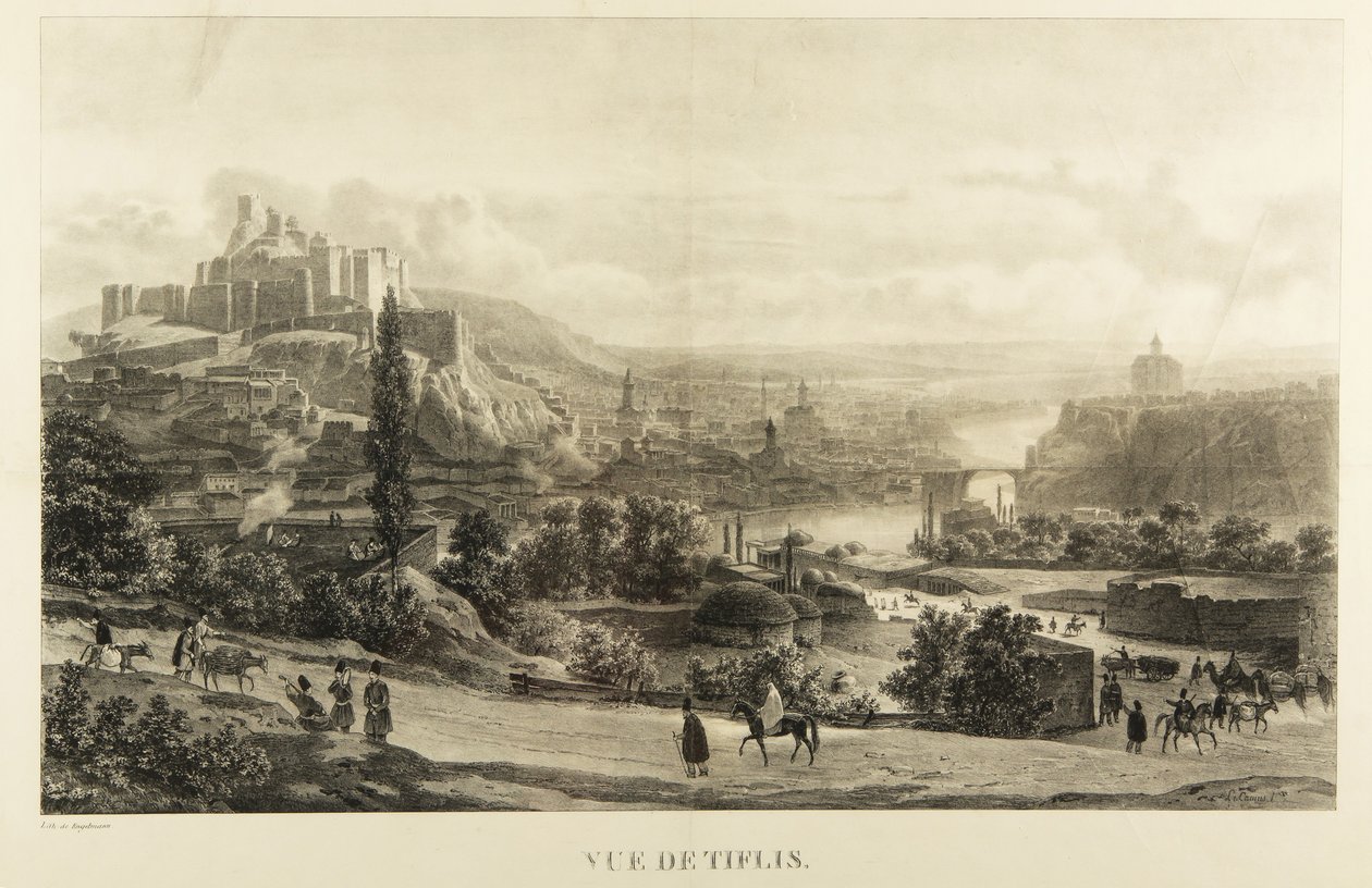 Näkymä Tiflisiin, 1830-luku tekijältä Gottfried or Godefroy Engelmann