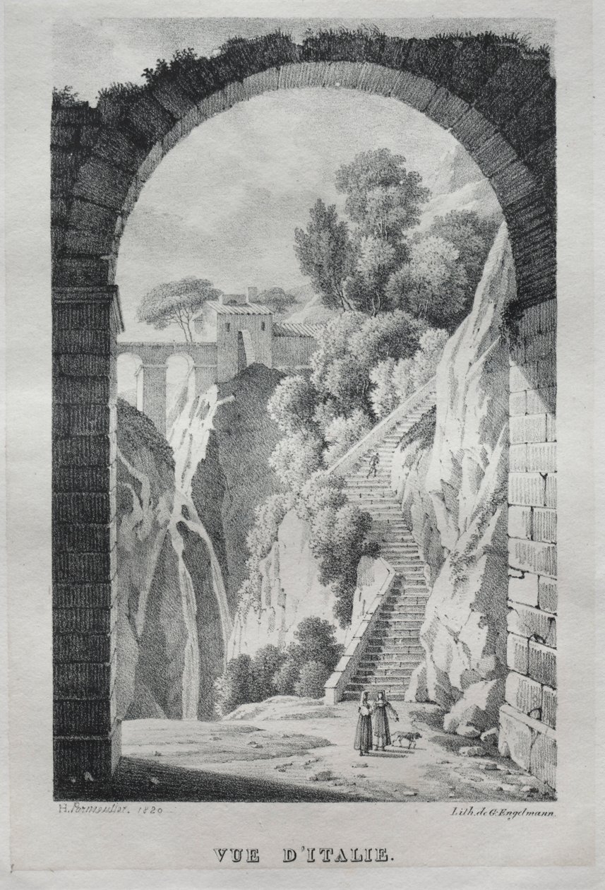 Näkymä Italiaan, 1820. tekijältä Gottfried or Godefroy Engelmann
