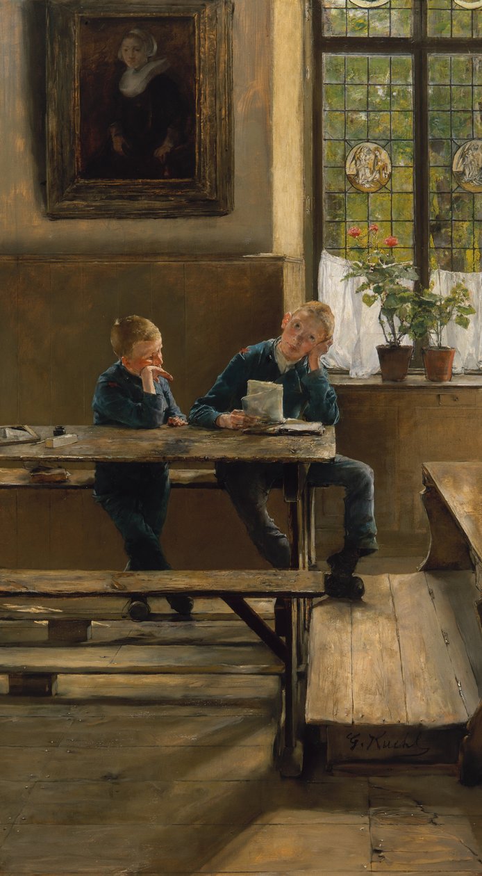 Orpokodissa, noin 1886 (öljy paneelille). tekijältä Gotthardt Johann Kuehl